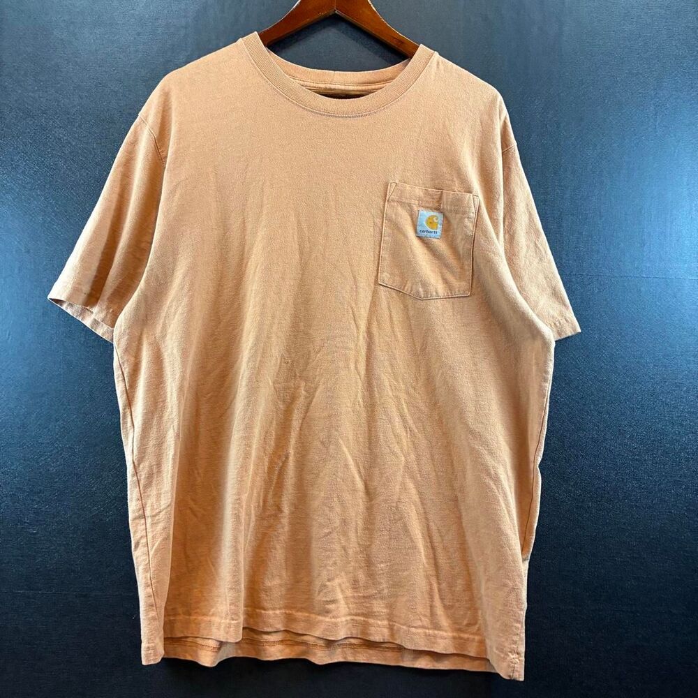Carhartt Men's Orange and Tan T-shirt